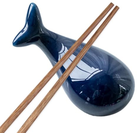 Yonuaret Whale Ceramic Chopstick Holder, Cute Whale Ceramic Dinner Chopstick Rest Holder, Utensil Cutlery Stands Tabletop Spoon and Fork Holder Rack for Study Room, Bedroom