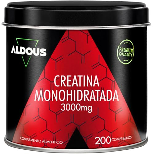 Creatina Monohidratada 3000mg - 200 comprimidos Fáciles de Partir - Recuperador Muscular, Energía, Entrenamiento - Creatina monohidrato - Suplemento Deportivo Potenciador - ALDOUS