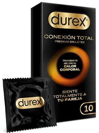 Durex Conexión Total Preservativo Ultra Fino Plus sin Látex con Tecnología Body Feel que Transmite Mejor el Calor Corporal, 10 Condones
