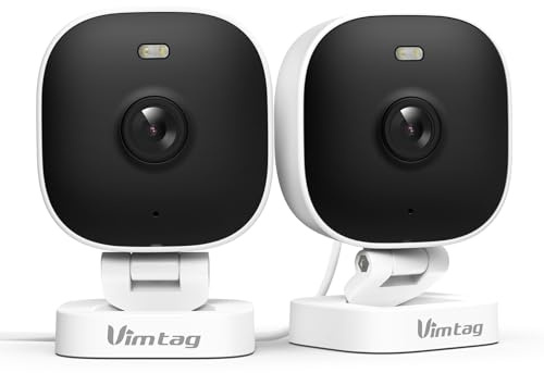 VIMTAG 2.5K Cameras for Home Security Outdoor/Indoor, Color Night Vision Security Camera for Baby/Pet/Dog/Nanny, Light/Siren, Motion Detection, 2-Way Audio, Work with Alexa, Cloud/Card Storage, 2Pcs