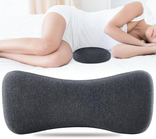 Almohada de apoyo lumbar para dormir de espuma viscoelástica lumbar para aliviar el dolor de espalda baja, almohada de apoyo de espalda para personas que duermen de lado, espalda y boca abajo
