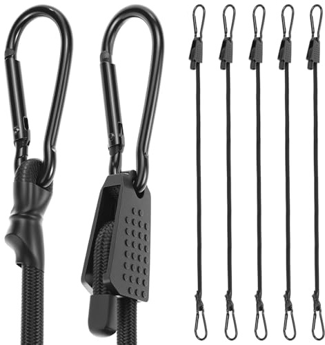 QWORK® 120cm Expander mit Schnappclip Verstellbar, 6er Set, Expander mit Rostfreien Schnappclip, UV- & Wasserdicht