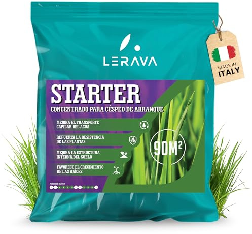LERAVA STARTER concime prato autunno (90 m²) - ad alto contenuto di fosforo - favorisce crescita forte e resistenza del prato - attiva una rapida germinazione - fertilizzante per risultati visibili