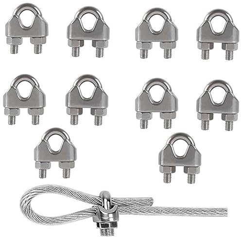 Rshuhx M8 Drahtseilklemmen U Bolt Edelstahl 304 Einzel Saddle Grip Clip Klammer Bügelklemmen Stahl Seilklemme für Stahlseil Drahtseilklemme 10 Stück