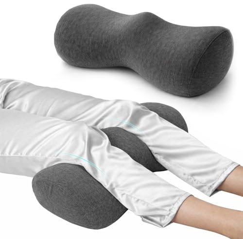 Ergonomisches Kniekissen zum Schlafen aus Memory-Schaum – Venenkissen & Beinhochlagerungskissen, Knirolle Lagerungsrolle zur Druckentlastung, mit waschbarem atmungsaktivem hypoallergen Bezug, Grau