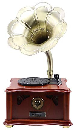 CLSDRZC Giradischi fonografico Retro Fonografo Tromba Antico Giradischi Europeo in Legno massello Soggiorno Grammofono Vintage