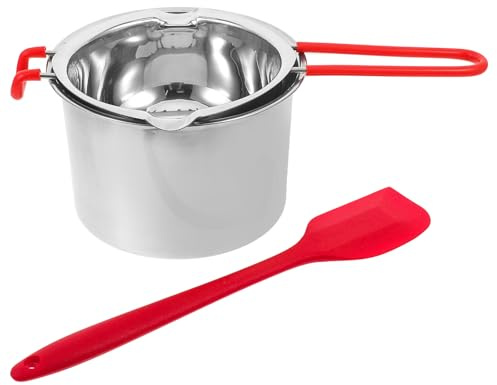 HOMSFOU Pentola per Fusione Cioccolato e Formaggi in Acciaio Inox 201, Manico lungo Isolato e Doppia Caldaia, Set da 3 Pezzi per Uso Professionale e Bagnomaria Colore Casuale