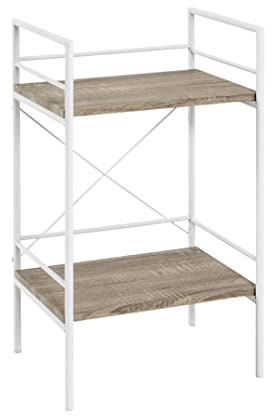 HAKU Möbel Beistelltisch, eiche hell, weiß, MDF, Metall - Maße: B 34 x H 62 x T 27 cm, Style: Modern