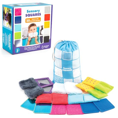 Learning Resources Quadrati tattili Teachable Touchables, età 3+, Gioco sensoriale, Montessori, Abilità comunicative e tattili, Abbinamento Giochi