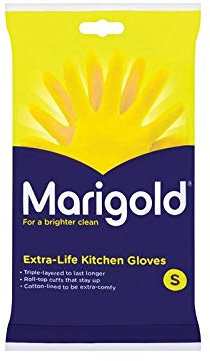 Marigold Unisex Gloves, Marigold Extra Life Kitchen Gloves Small, Yellow