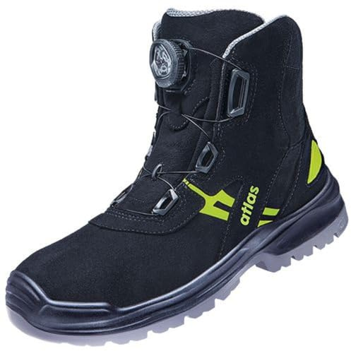 Atlas 31400 S3 fotledshög säkerhetssko Flash 8255 XP BOA ESD storlek 43 bredd 10 svart gul