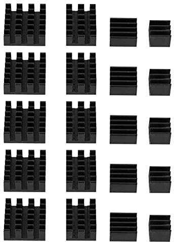 Kylfläns, 20 st svart aluminium kylare kylare med lim för 2/3/4 3B + 4B