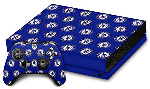Head Case Designs Offizielle Chelsea Football Club Logo Muster Kunst Vinyl Haut Gaming Aufkleber Abziehbild Abdeckung kompatibel mit Xbox One X Console and Controller Bundle