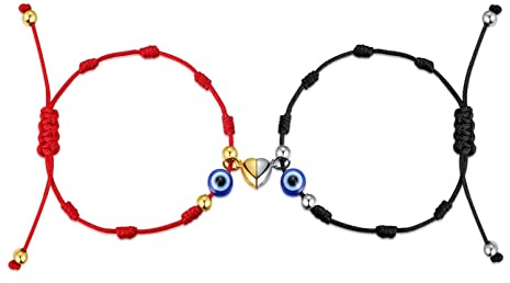 Pararmband | Ajustable lyckobringare, magnetarmband|Kabbalah-armband, partnerarmband, vänskapsarmband för par, män, kvinnor och familjer, 14 centimeters, Nylon