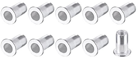 METALLIXITY Rivet Écrous (M5) 50pcs, Aluminium Alliage Moleté Corps Filetage Inserts Écrou - pour Meuble Mécanique Fixations, Argent Ton