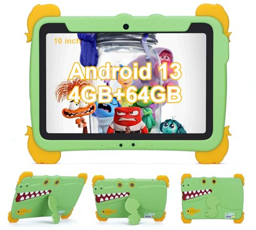 C Idea Tablette Enfants Android 13 - 10.1 Pouces, 4GB RAM 64GB ROM (1TB TF), 1280*800 FHD Grand écran, 6000mAh, 5G/2.4G WiFi (Vert)