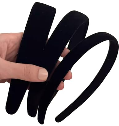 AUDTOPE Black Velvet Padded Headbands for Women, Soft Simple Headband for Girls and Teens, Plain No Teeth Thick Hoops Hair Accessories