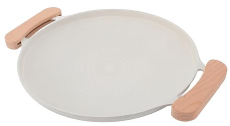 Sartén para Parrilla Coreana de Diseño Portátil, Plancha para Barbacoa con Revestimiento de Piedra Maifan, Sartén para Barbacoa Interior y Exterior de Aluminio y Madera Compuesta