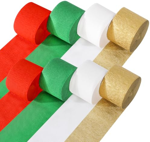 OOTSR 8rouleaux Noël Crêpé Papier,Coloré Papier Crépon Banderoles Streamers pour Maison Murs Portes Fête Décoration (4.5cm x25m)