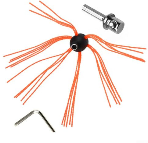 Chimney Brush Head Kit, Chrome Button Locking System, Chimney Cleaning Tool, with a Brush Head, a Drill Adapter and a Hex Key