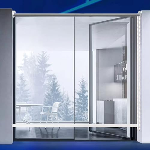 E ECATEE Tenda a Rullo PVC Trasparente Impermeabile,Tende Avvolgibili con Isolamento Termico Protezione UV,Tenda Antipioggia,per Ufficio,Balcone,Terrazza,Facili da Sollevare (W100xH150cm/W39 xH59)