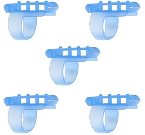 Nicear Paquete de 5 anillos guía de hilo de plástico para tejer, anillos de dedo para proyectos de manualidades de crochet, accesorios de costura, guías de hilo para tejer y crochet (azul)
