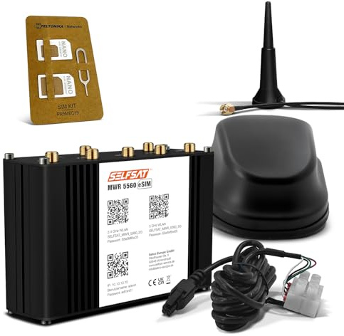 SELFSAT MWR 5560 eSIM 5G Cat 19 WLAN-router upp till 3,4 Gbps inkl. SELFSAT 5G-antenn svart