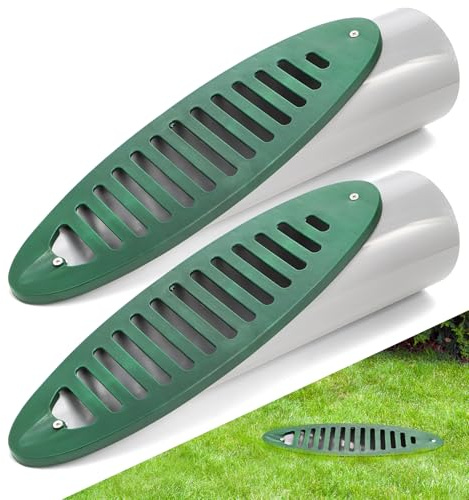 Mezchi 2 Pack 4 Inch Green Angled Drainage Grate, Yard Drain Emitter for Yard Drainage Systems, Angled Slope Drainage Pipe for Gutter Downspout Extensions, Sump Pump Discharge
