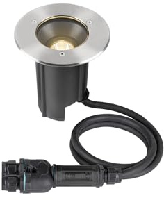 SLV Foco empotrable en el suelo 1007810 / foco LED para terraza, exterior, lámpara empotrable para jardín, lámpara de suelo para exteriores/IP67 3000 K, 6,5 W, 450 lm, acero inoxidable, regulable 24