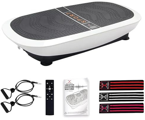 Piastra vibrante 3D Crazy Fit - Oscillazione e pulsazione a doppio motore | 80 livelli di velocità, telecomando e bande di resistenza | Macchina fitness per tutto il corpo per la casa - Carico massimo