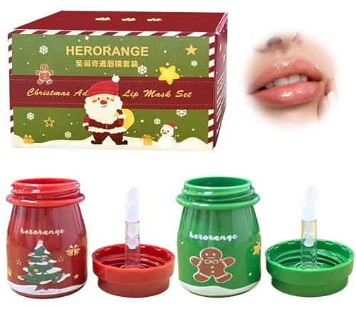 Set de bálsamo labial navideño, mascarilla hidratante para labios, mascarilla de menta y mascarilla de rosa, no pegajosa, regalo navideño