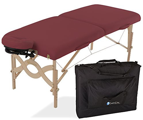 EARTHLITE Avalon Tragbares Massagetisch-Paket – Reiki-Endplatte, Premium-Flex-Rest Gesichtshalme und Strata-Kissen, Tragetasche (76,2 x 185,4 cm), Burgunderrot
