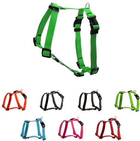 LENNIE Biothane Geschirr für Hunde, wasserdicht, verstellbar, H-Geschirr, Hundegeschirr, Führgeschirr, Größe S, Neon-Grün