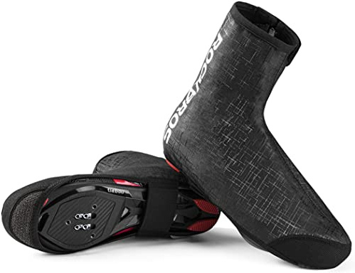 ROCKBROS Cycling Shoe Covers Thermal Bike Shoe Covers Windproof Shoe Warmers Overshoes Mountain Road Bike Shoes Covers Fleece Black