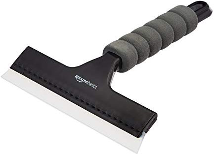 Amazon Basics Fensterabzieher mit Griff für Glas, Spiegel und Autoscheiben, Schwarz