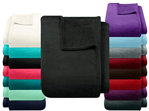 npluseins Coral Fleece pläd – extra mysig och fluffig 1523.2204, ca 150 x 200 cm, svart