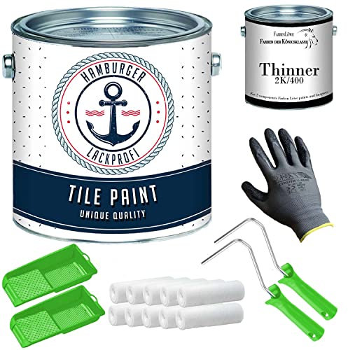 Hamburger Lack-Profi - Pintura para azulejos, color rojo RAL 3011, para suelos y azulejos de pared con pintura (X300) y dilución, 1 L