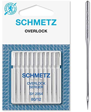 SCHMETZ | 10 Nähmaschinennadeln | Overlock Universal | SY 2054 / 16X75 | Nadeldicke 80/12 | Hinweis: Überprüfen Sie das empfohlene Nadelsystem in der Bedienungsanleitung