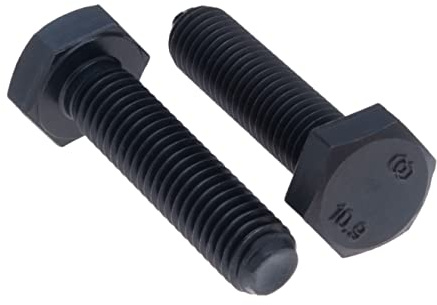 M6x60 Pernos de cabeza hexagonal negros, tornillos de cabeza de alta resistencia para construcción metálica, automotriz, maquinaria, bricolaje, acero HT Class 10.9 DIN933 6mm x 60mm (Pack of 10)