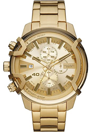 Diesel Herrenuhr Griffed, ChronographenUhrwerk, 48mm GoldEdelstahlgehäuse mit Edelstahlarmband, DZ4573