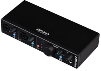 Arturia - MiniFuse 2 - Compact USB Audio & MIDI Interface with Creative Software for Recording, Production, Podcasting, Guitar - Black