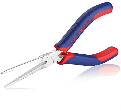 WORKPRO 6 Needle Nose Pliers (Smooth Jaw), Mini Long Nose Pliers with Comfort Grip Handles, Jewelry Pliers for Wire Wrapping, Crafts, Jewelry Making Supplies