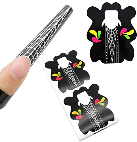 Cartine Stiletto Lunghe per Ricostruzione Unghie Professionali 100 Pezzi, LEA-SHALL Nail Art Per Unghie Gel Semipermanente Cartine Passione Unghie Nail Form Dotate Di Millimetraggio Manicure