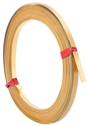 BENECREAT Alambre de bisel plano de latón de 19.7 pies (6 m) de calibre 30/0.25 mm, alambre plano de 3 mm de ancho, alambre de joyería para manualidades, manualidades, envoltura de gemas,dorado