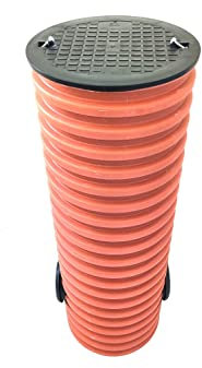 SP Drainageschacht DN315 DN400 mit Anschluss 2xDN110 Deckel Sickerschacht KG Schacht Kontrollschacht KG Rohr Drainagerohr (DN400 ohne Boden), Schwarz/Orange