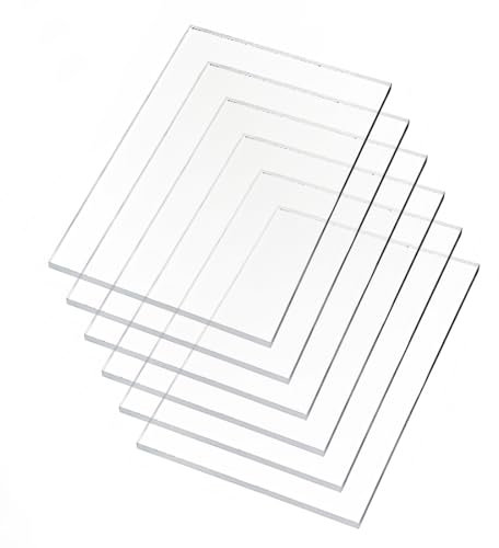Plaque Acrylique Transparente pour DIY 6 pièces 100 x 150 x 2 mm, idéale pour Remplacement du Verre du Cadre Photo et Projets créatifs. Feuille de Plastique Plexiglas Transparent pour Peintures.