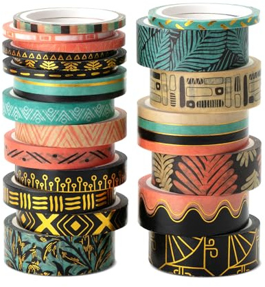 Mr. Pen- Washi Tape Set, 21 Rolls, Ethnic Elegance Design, Decorative With Measure Tape, Scrapbook Washi for Journaling, Craft