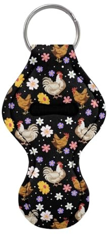 BYCHECAR Chicken Flower Lipstick Holder Keychain for Kids Girls Chapstick Holder Lip Balm Sleeve Pouch Lipstick Lip Gloss Holder Stocking Stuffers Gift for Women