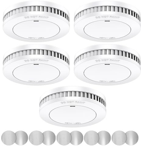 Smoke Alarm for Home,XINDUM Smoke Detectors 10 Years Battery, Fire Alarms with Test/Mute Button and Magnetic Holder, 85dB Audible Alarm for Home Security, Standalone,5 Pack