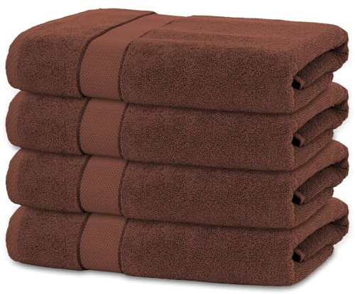 BANANALU 4 Badetücher 70x140 cm 100% Baumwolle Badetuch Duschtuch Schokoladenbraun